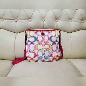 Coach multicolor canvas crossbody bag